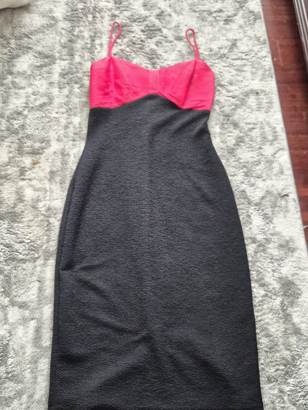 Vintage 80s Hot Pink & Black Two-Piece Dress Set Cropped Blazer - Picture 4 of 10
